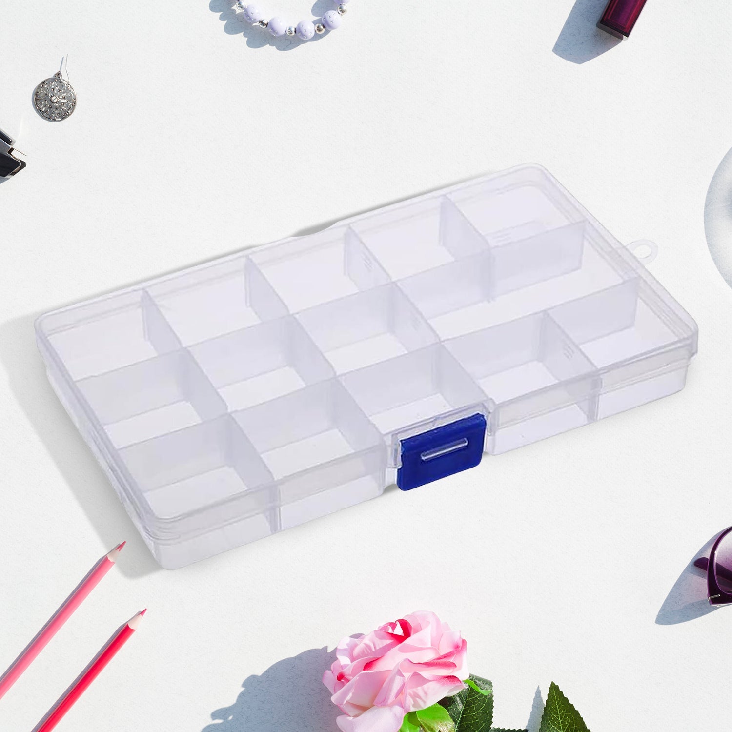 12912 15 Grids Jewelry Organizer Plastic Jewelry Organizer Box Clear Jewelry Organizer Box Plastic Bead Organizers with Adjustable Dividers for Herbs Pills Bead, Jewelry, and Other Small Item (1 Pc) 12912 15 Grids Jewelry Organizer Plastic Jewelry Organizer Box Clear Jewelry Organizer Box Plastic Bead Organizers with Adjustable Dividers for Herbs Pills Bead, Jewelry, and Other Small Item (1 Pc)